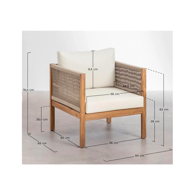 Salon lounge 4 places en bois ACACIA