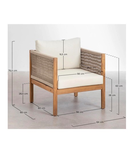 Salon lounge 4 places en bois ACACIA