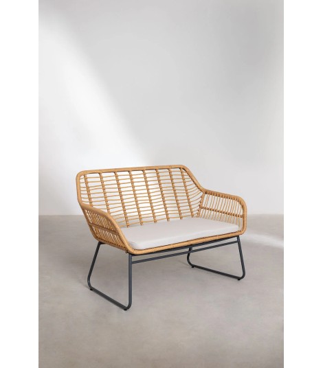 Salon de jardin 4 places en rotin beige