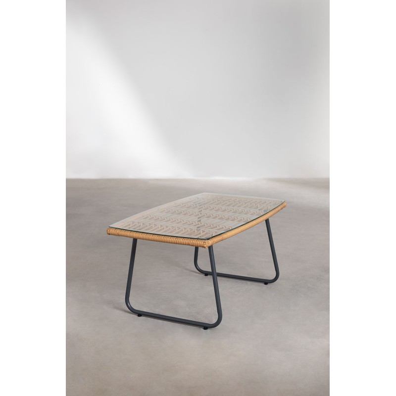 Salon de jardin 4 places en rotin beige