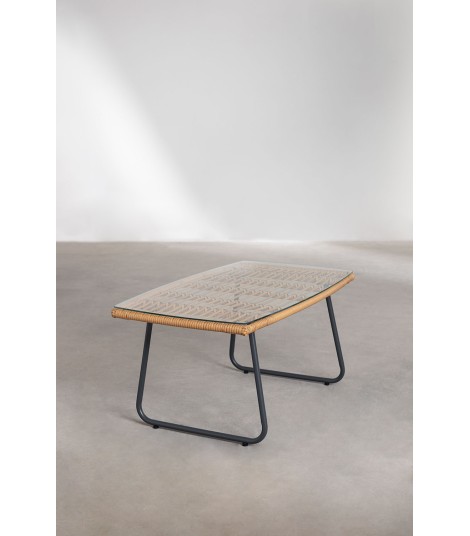 Salon de jardin 4 places en rotin beige