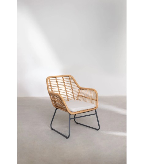 Salon de jardin 4 places en rotin beige