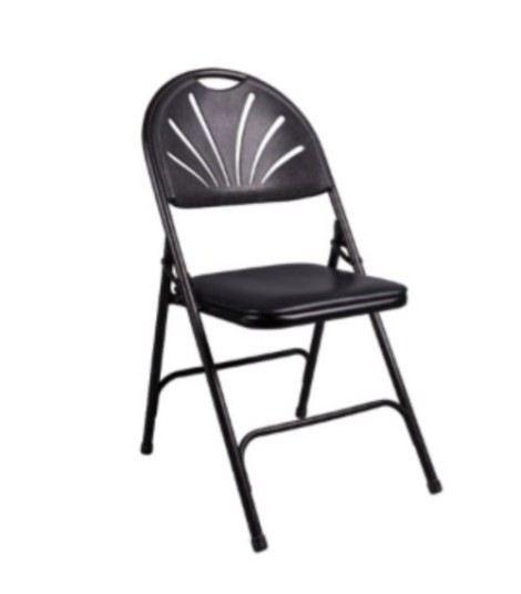 Chaise noire pliante - dossier ergonomique